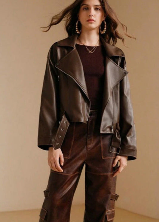 StructuRed Faux Leather Moto Jacket – Modern Edge
