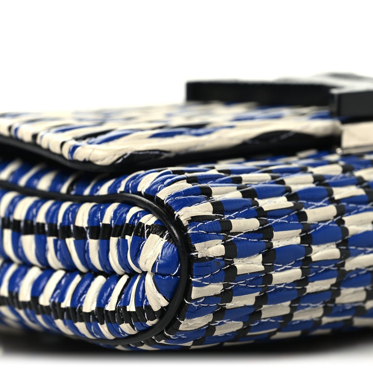 Calfskin Epi Smock Louise MM Chain Clutch Blue White Black