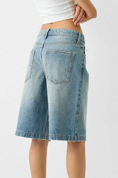 Shorts vaqueros de cintura alta con bolsillos