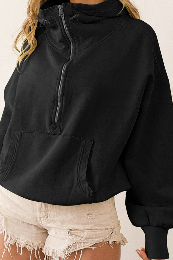 Sudadera con capucha de manga larga con cremallera y cordón ajustable