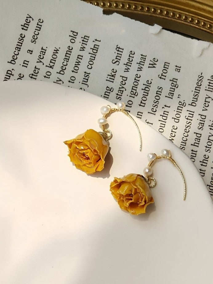 Pendientes de rosa naranja - Hannah 