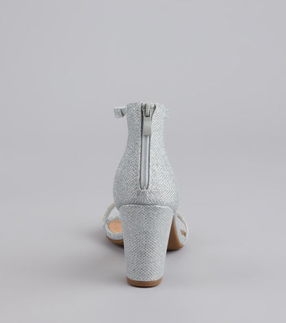 Cue The Compliments Glitter Block Heels