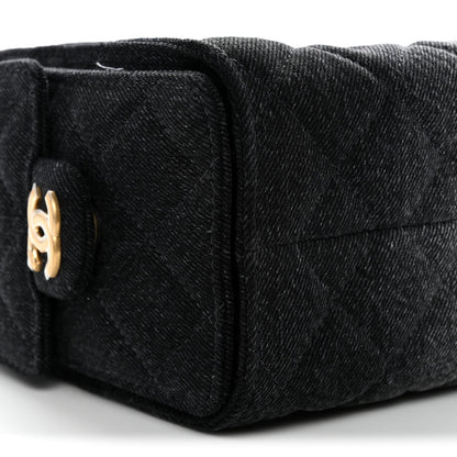 Washed Denim Quilted Mini Chanel 25 Handbag Black