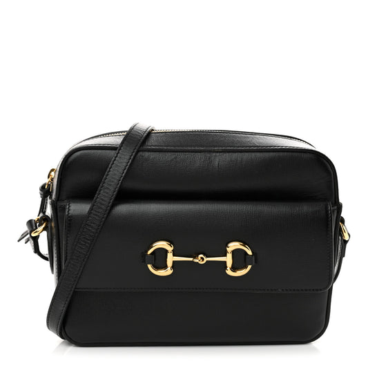Textured Calfskin Small Horsebit 1955 Shoulder Bag Black
