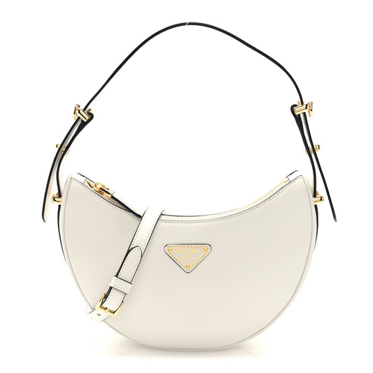Soft Calfskin Arque Shoulder Bag White