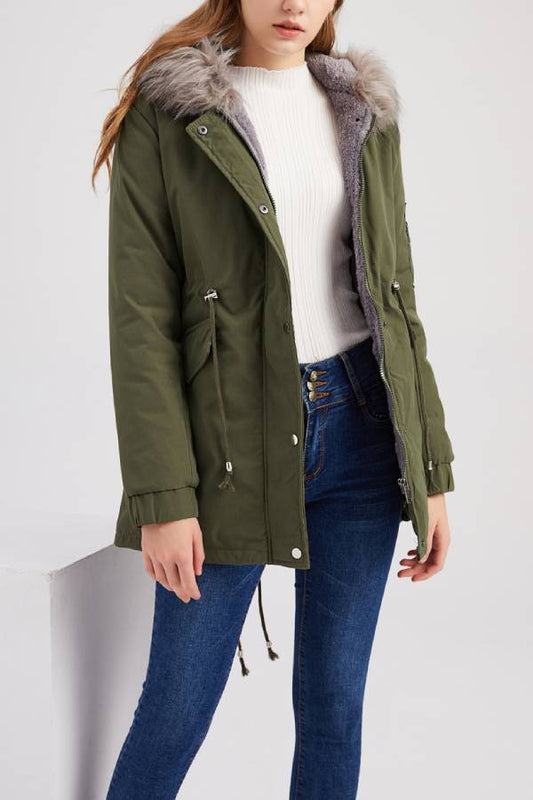 Abrigo polar cálido de invierno con capucha y chaqueta acolchada de algodón.