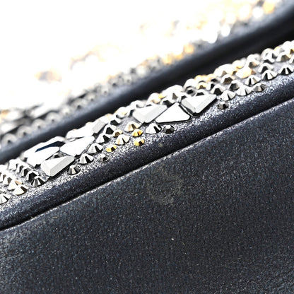 Oxidized Goatskin Strass Buonasera Medium Flap Dark Blue