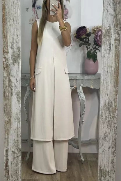 Traje blanco sin mangas
