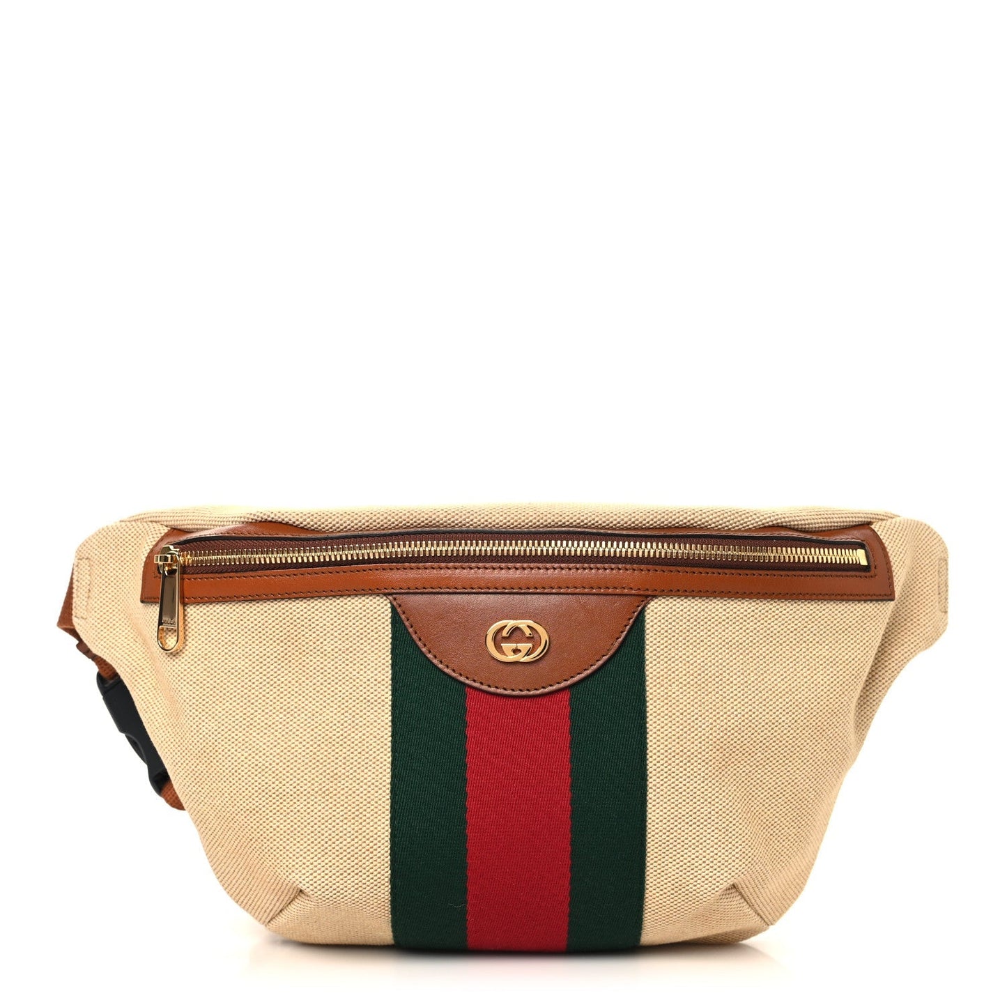 Vintage Canvas Web Belt Bag Sand Cuir
