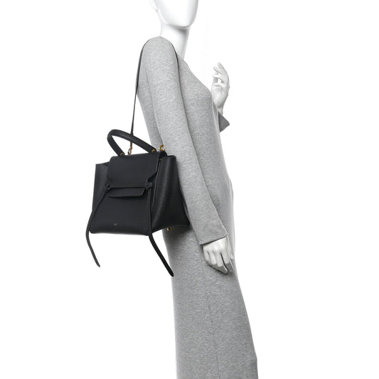 Grained Calfskin Mini Belt Bag Black