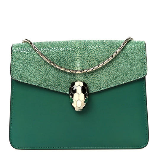 Galuchat Calfskin Serpenti Forever Crossbody Bag Green
