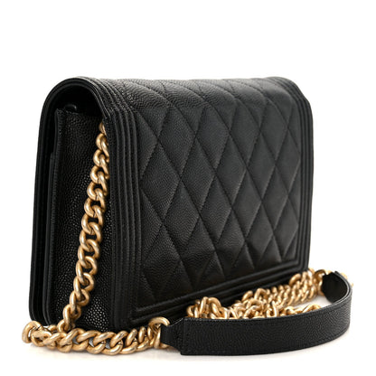 Caviar Quilted Boy Wallet On Chain WOC Black