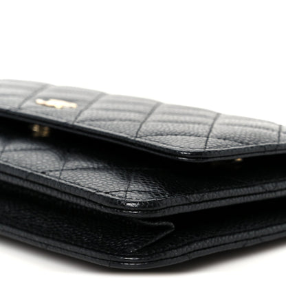 Caviar Quilted Wallet On Chain WOC Black