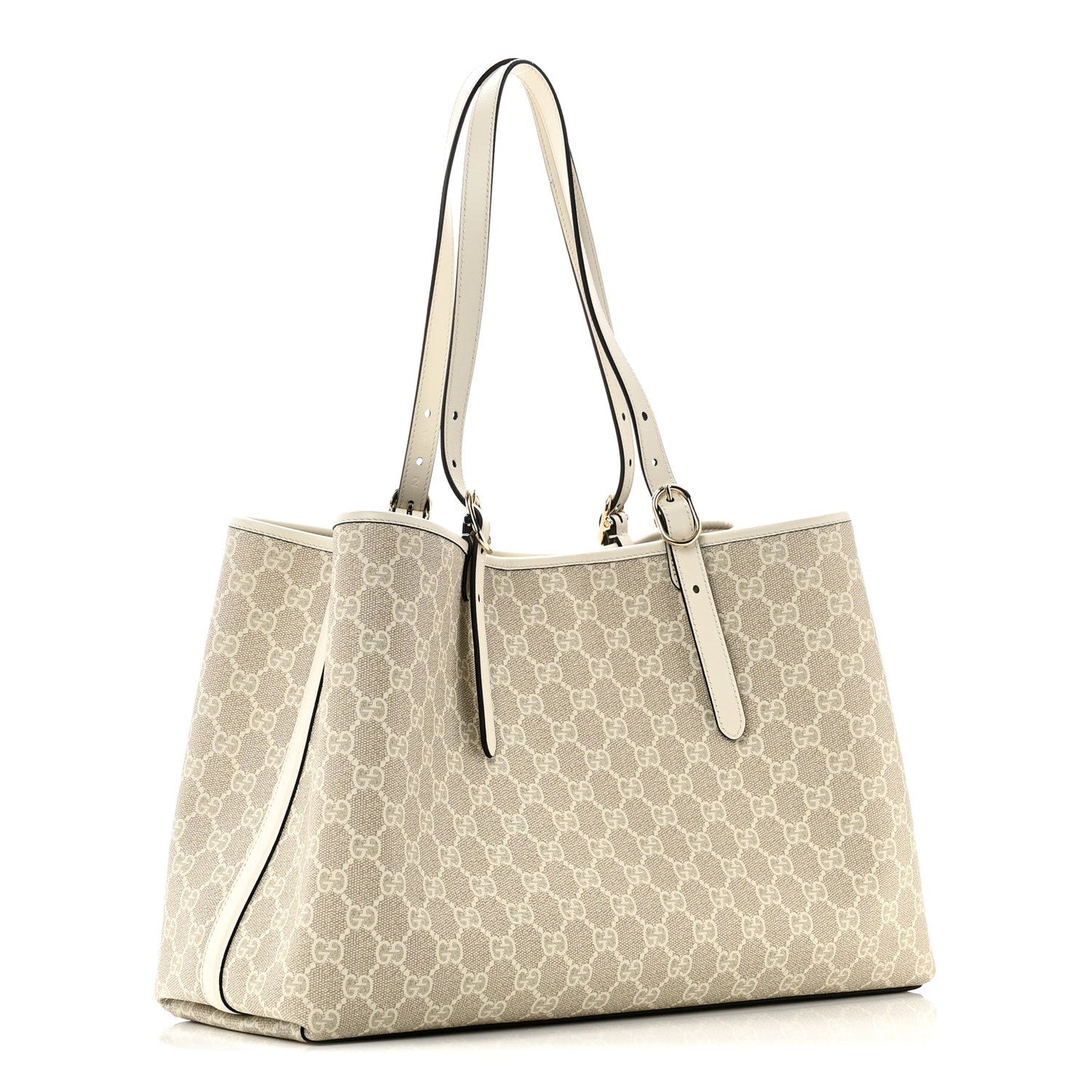 GG Supreme Monogram Emblem Large Tote Bag  Mystic White Oatmeal