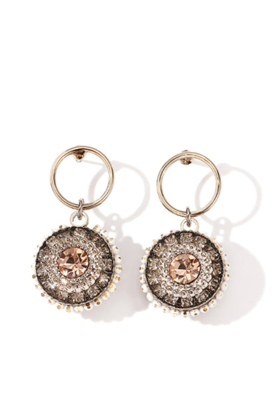 Vintage Black Crystal Round Earrings