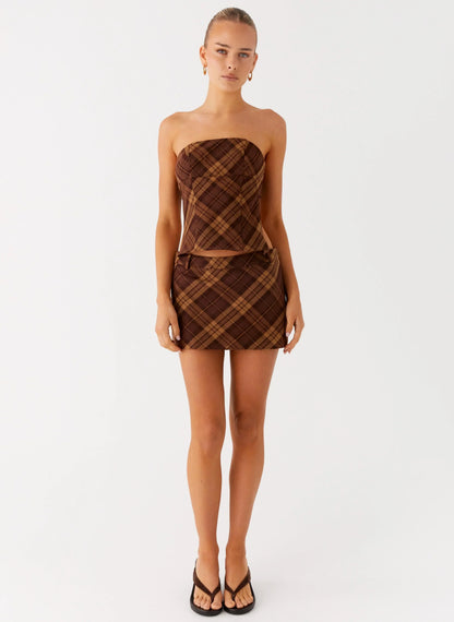 Kira Strapless Top - Plaid