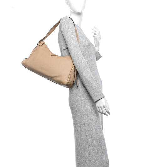 Soft Calfskin Large Aimée Shoulder Bag Travertine