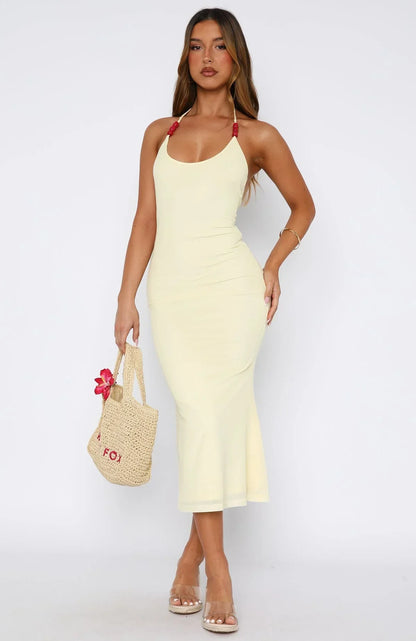 Tropic Like It's Hot Midi Dress Lemon