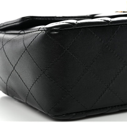 Lambskin Quilted Mini Rectangular Flap Black