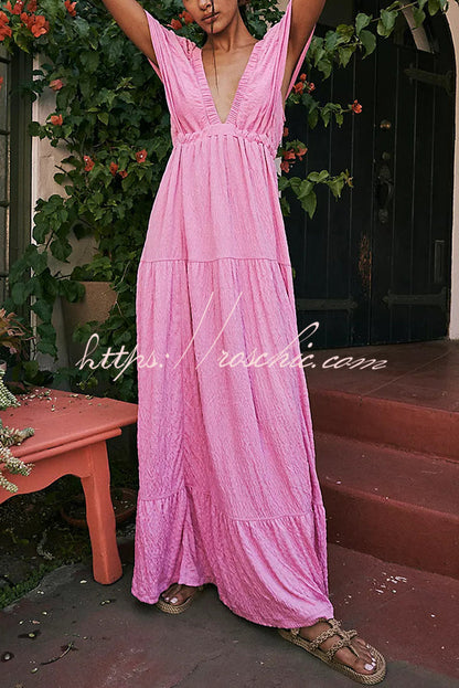 Sexy Backless V-neck Elastic Band Maxi Dress