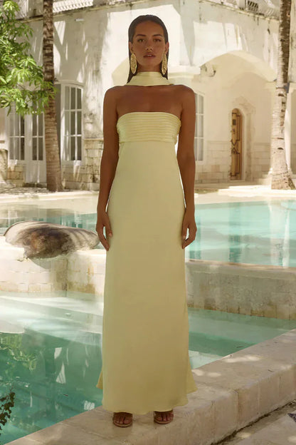 Elsa Scarf Satin Maxi Dress