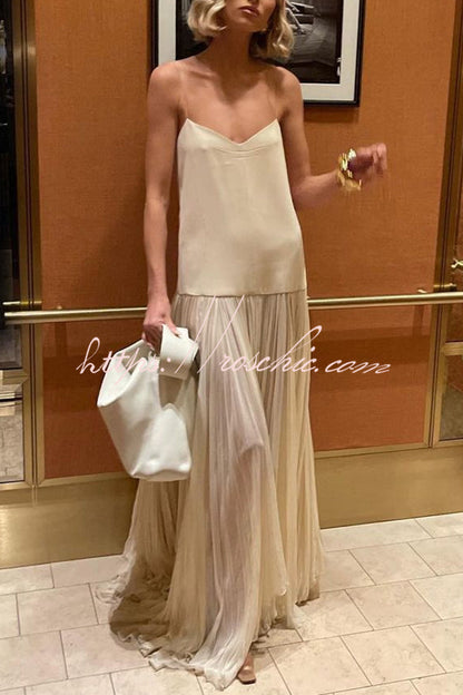 Resort Style Sexy Suspender Backless Large Hem Maxi Dress