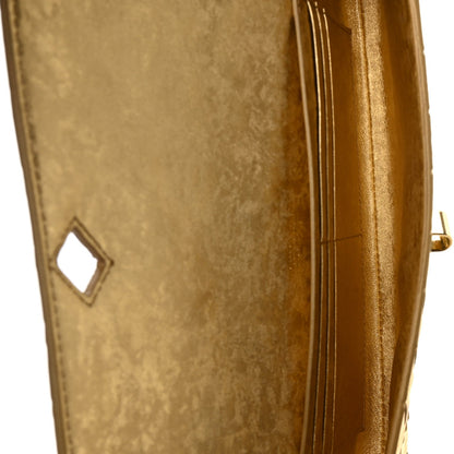 Metallic Lambskin Intrecciato Long Andiamo Top Handle Clutch Gold