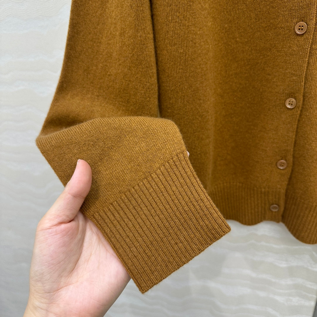 Miumiu Detachable Shirt Cardigan Brown Collar and Cashmere