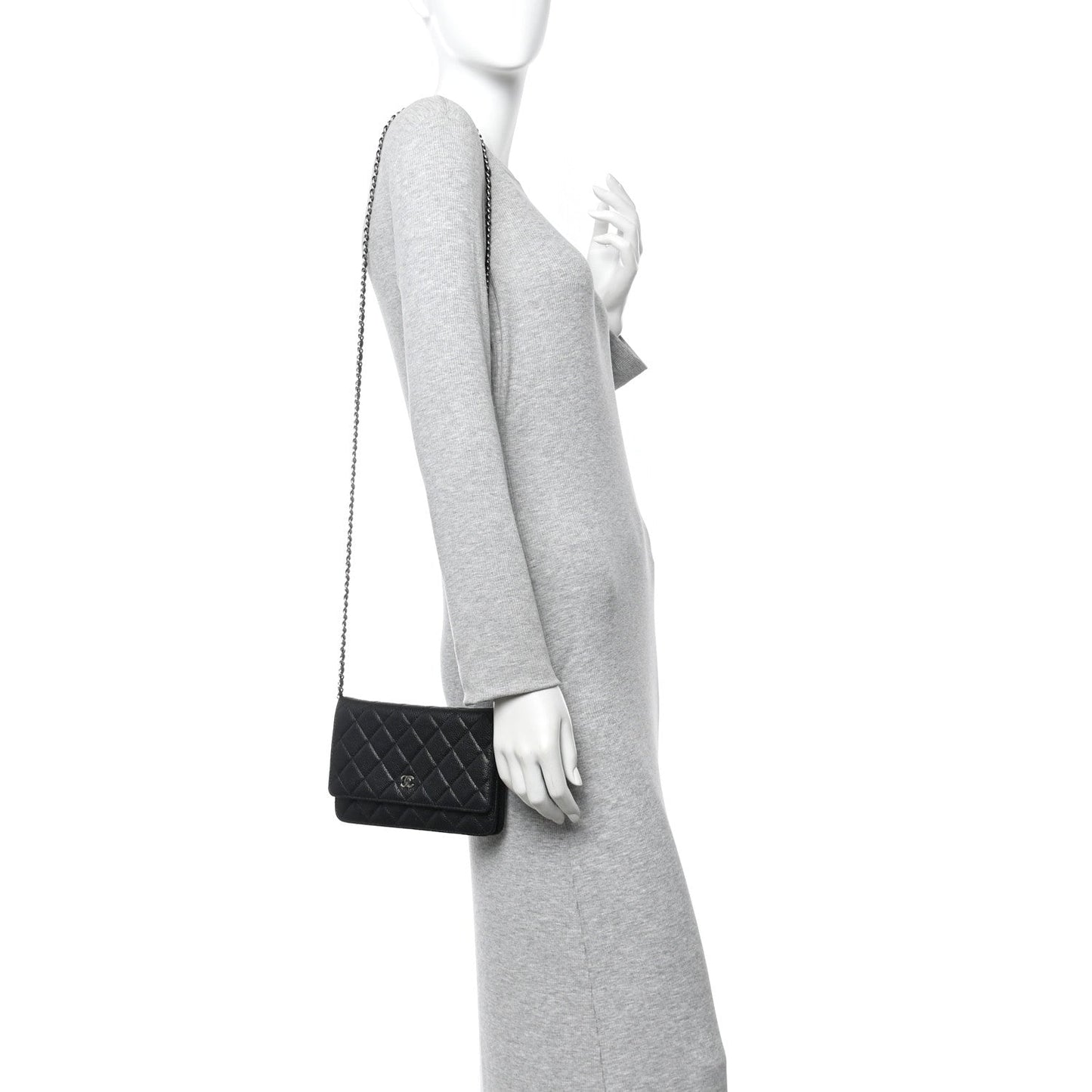 Caviar Quilted Wallet On Chain WOC Black