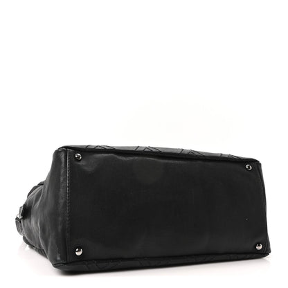 Calfskin Large Diamond Stitch Tote Black