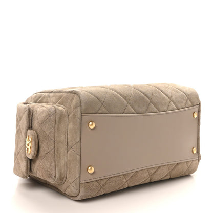 Suede Quilted Chanel 25 Bowling Bag Dark Grey