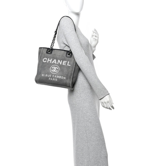 Canvas Mini Deauville Tote Dark Grey