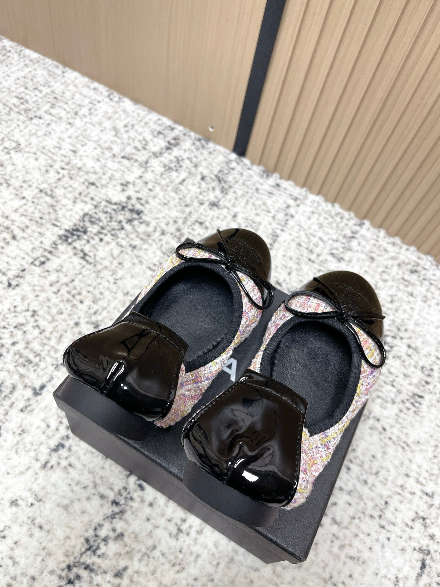 Chanel 26SS Ballet Flats Shoes Pink in Lambskin with Fabric 591394