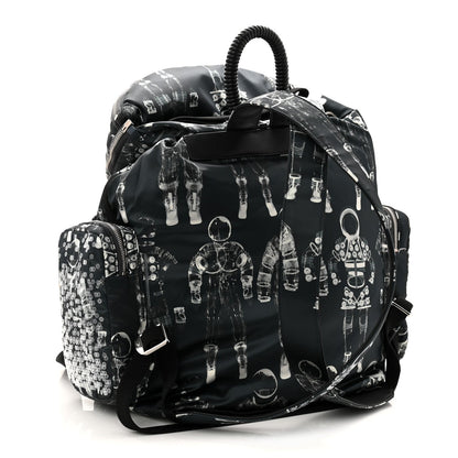 Sequin Nylon Lambskin Astronaut Essentials Backpack Black White