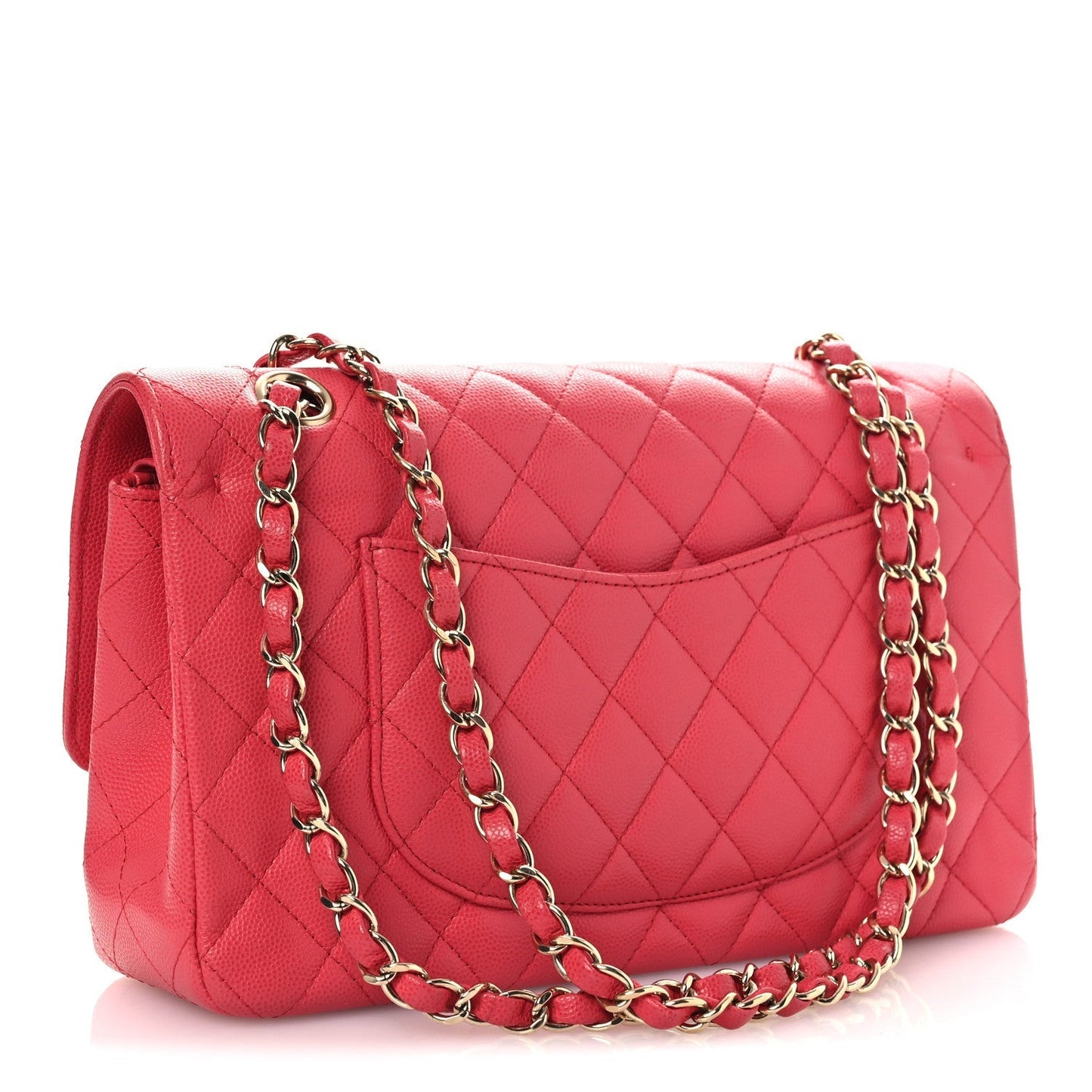Caviar Quilted Medium Double Flap Dark Pink