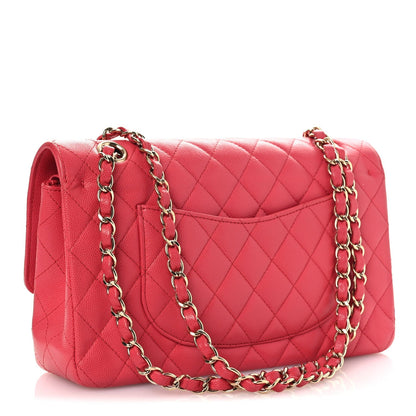 Caviar Quilted Medium Double Flap Dark Pink