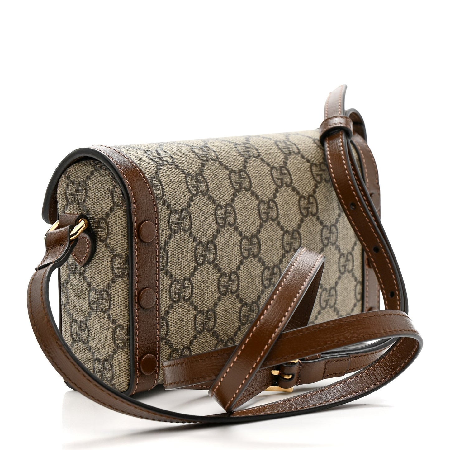GG Supreme Monogram Mini Horsebit 1955 Shoulder Bag Beige Brown Sugar