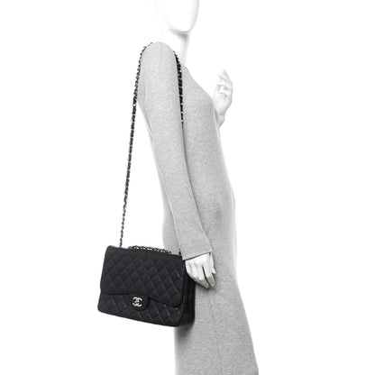 Caviar Quilted Jumbo Single Flap Black