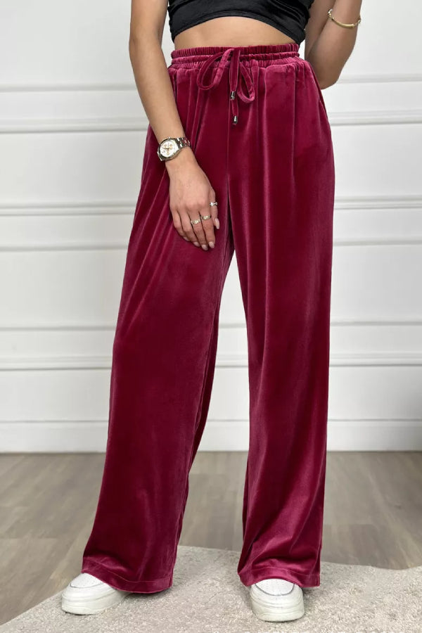 Pantalones anchos de terciopelo dorado Pantalones rectos de terciopelo