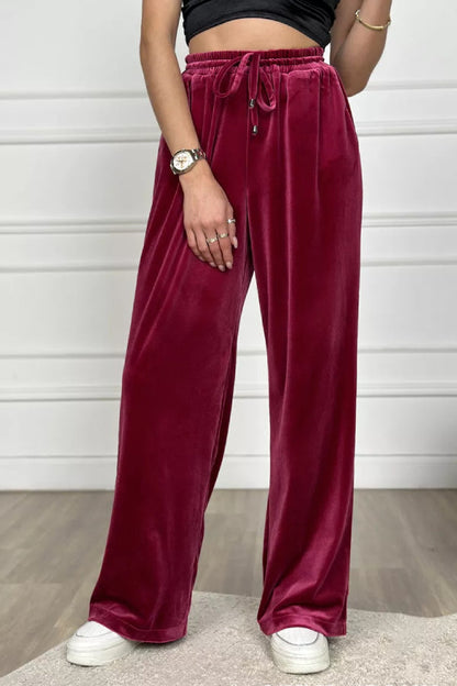 Pantalones anchos de terciopelo dorado Pantalones rectos de terciopelo