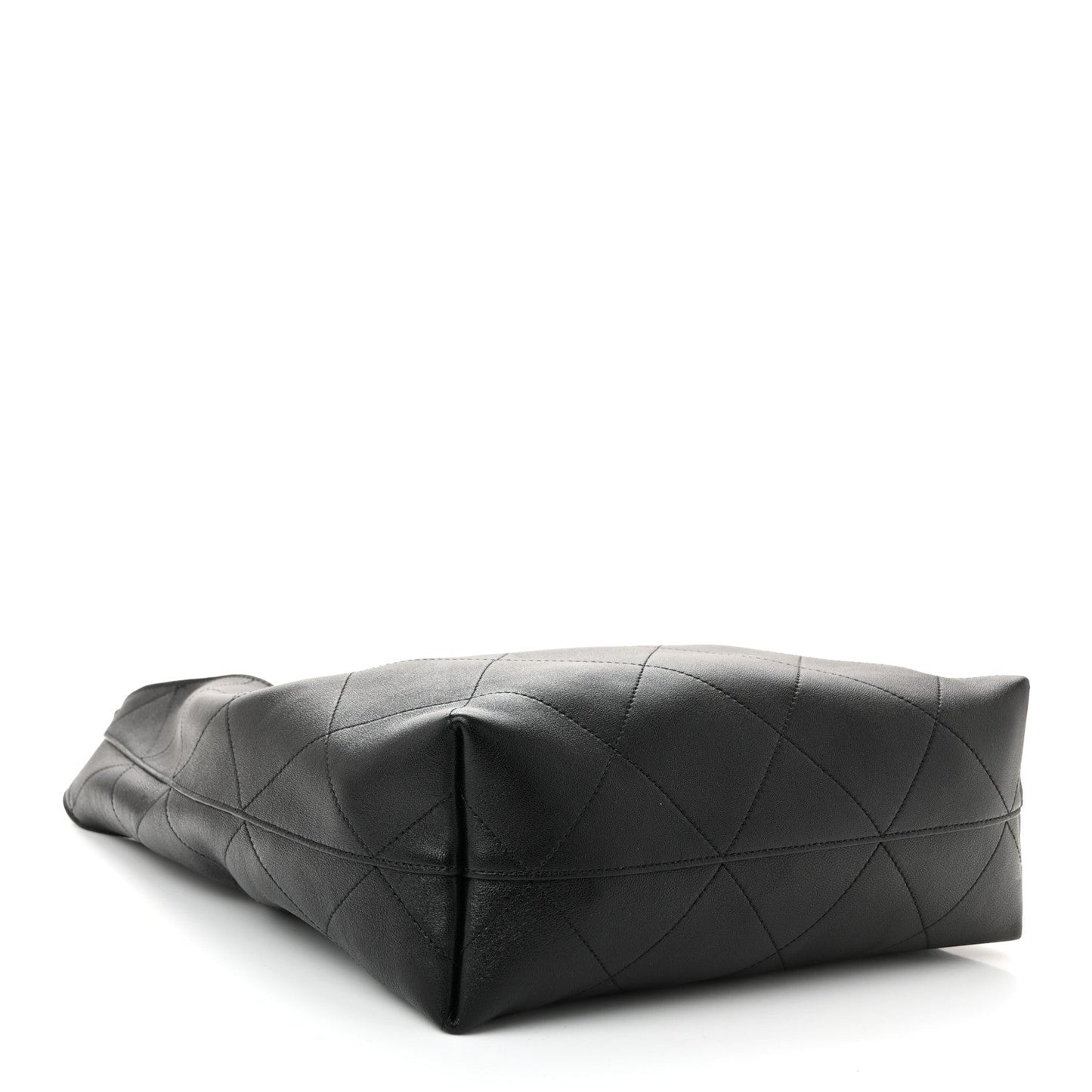 Shiny Lambskin Quilted Medium Hobo Black