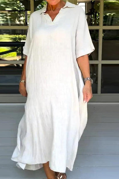 Vestido midi elegante, liso y de media manga