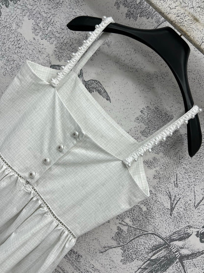 CC 25 Suspender Dress Ivory Cotton