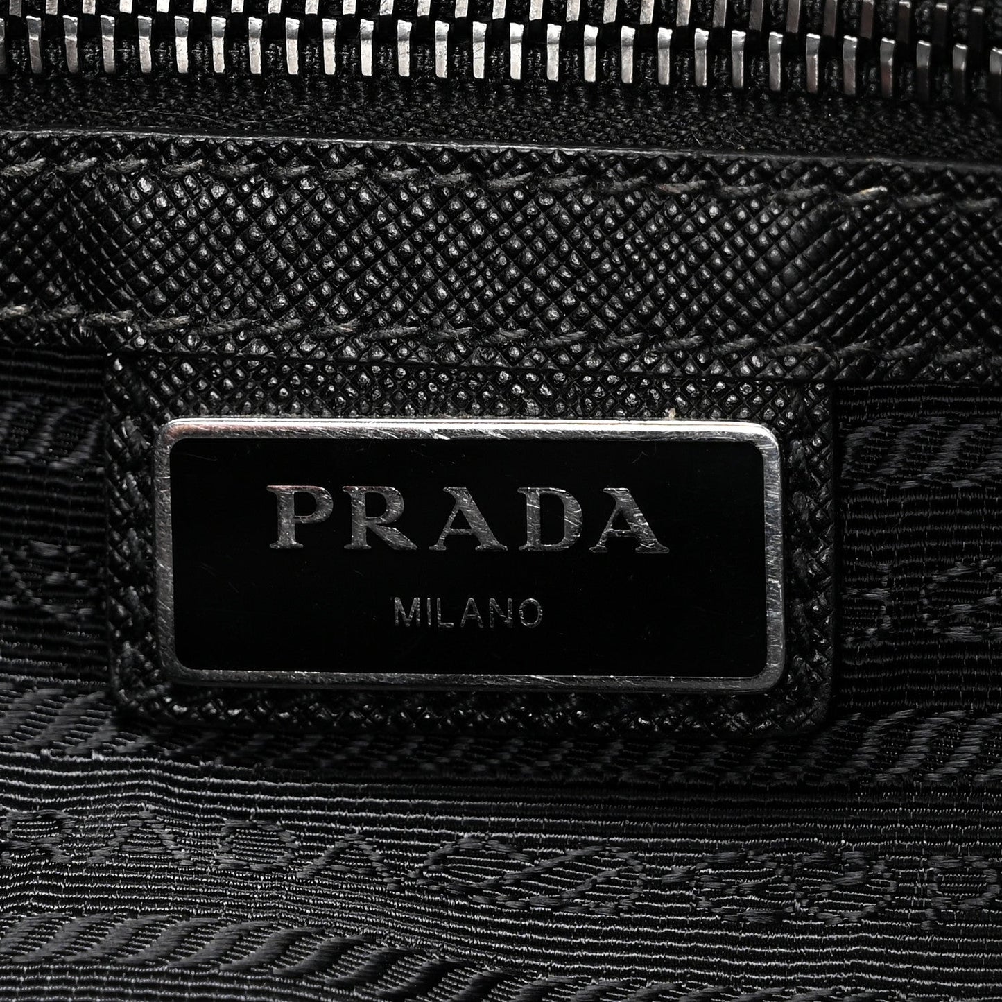 Tessuto Nylon Saffiano Pocket Single Snap Buckle Messenger Flap Bag Black Bleuette Marmo