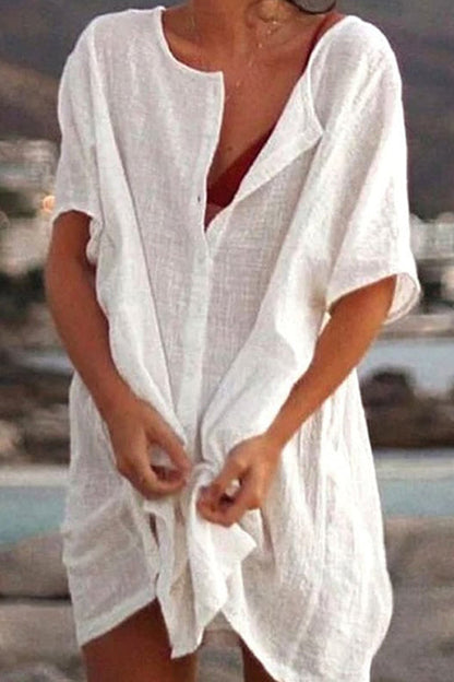 Vestidos cortos sueltos de algodón de verano Camisa casual para mujer 