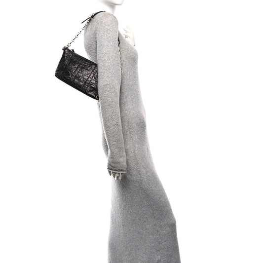 Crinkled Calfskin Macrocannage DiorStar Hobo Bag Black