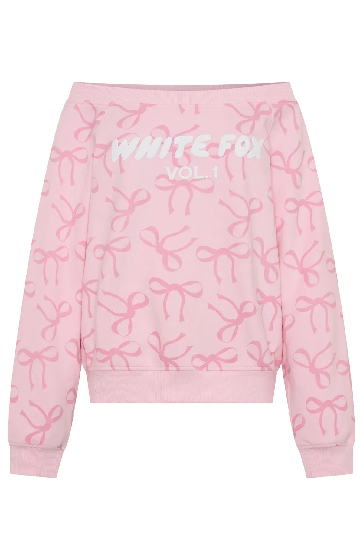Vol. 1 Off Shoulder Printed Sweater Posy Bow