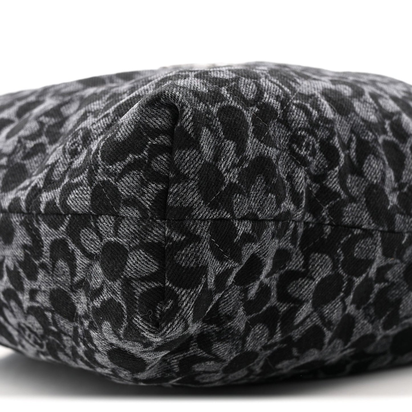 Denim Quilted Floral Print Small Chanel 22 Black