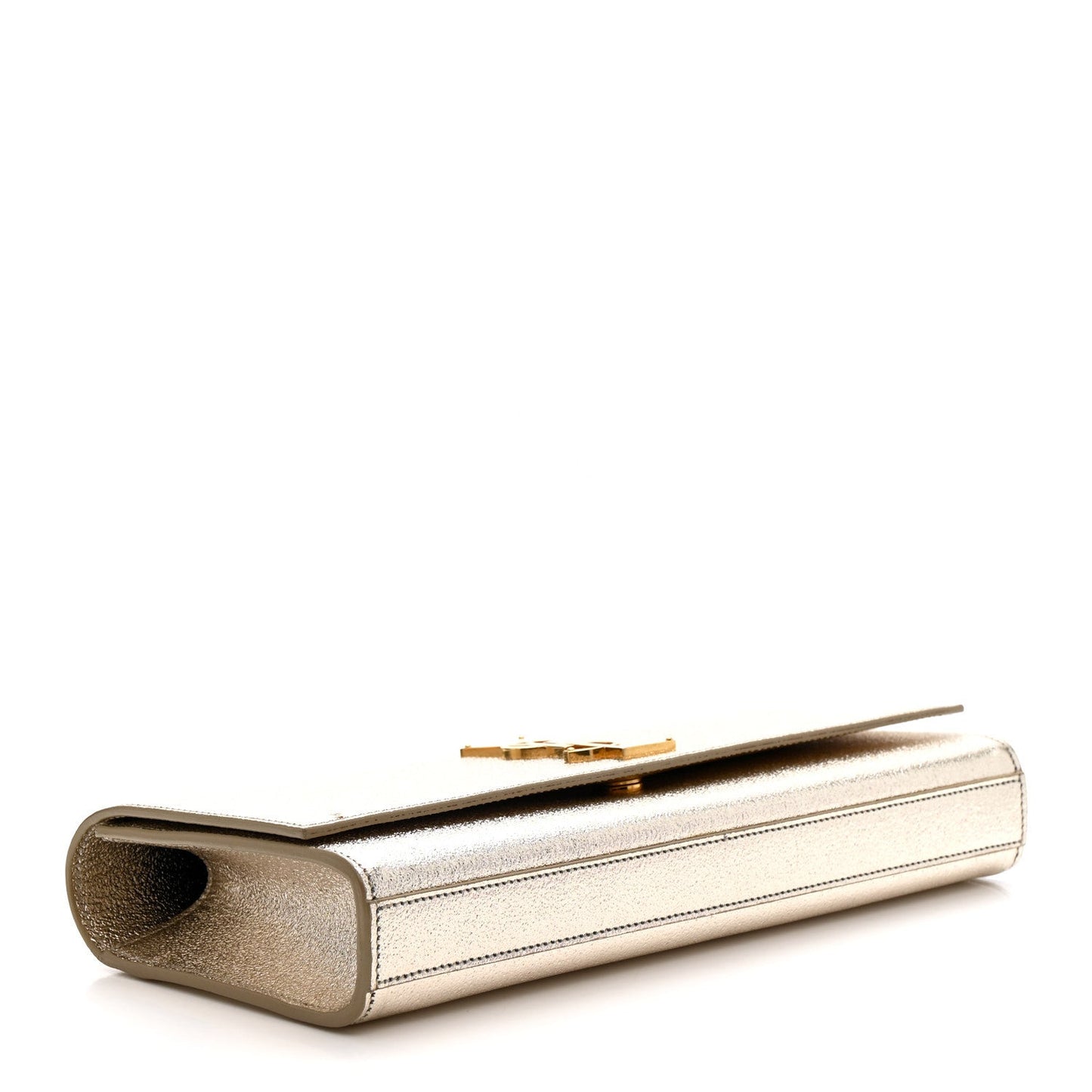 Metallic Textured Calfskin Classic Monogram Cassandre Clutch Pale Gold
