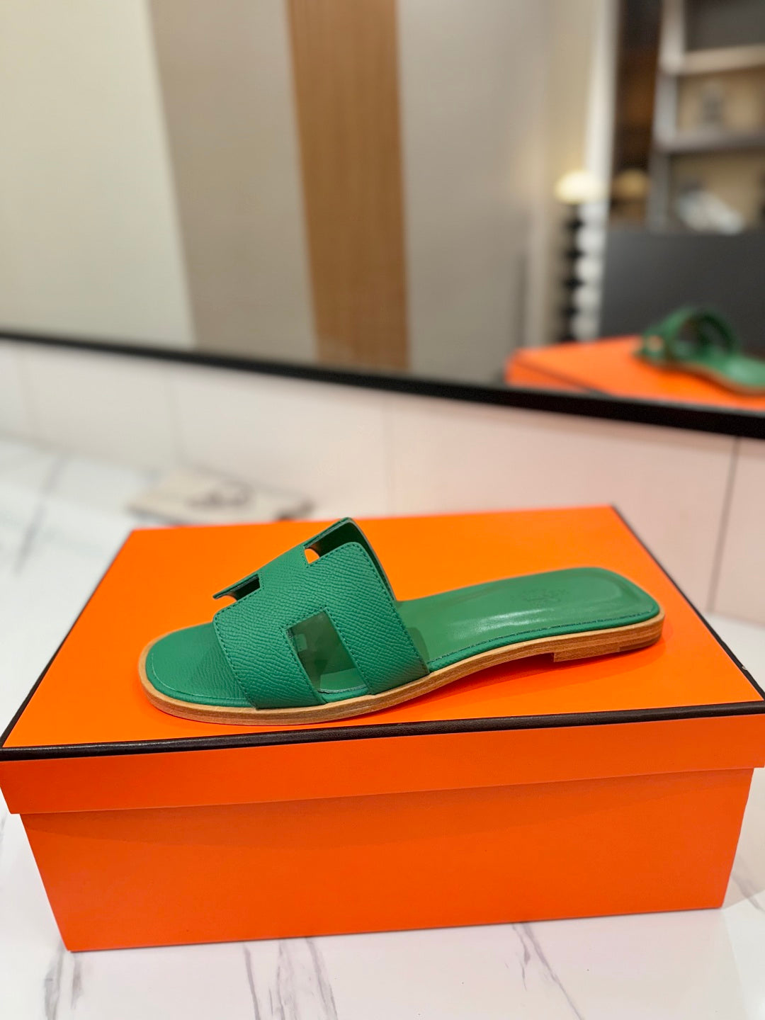 HM Oran Sandal Green Goatskin 294862